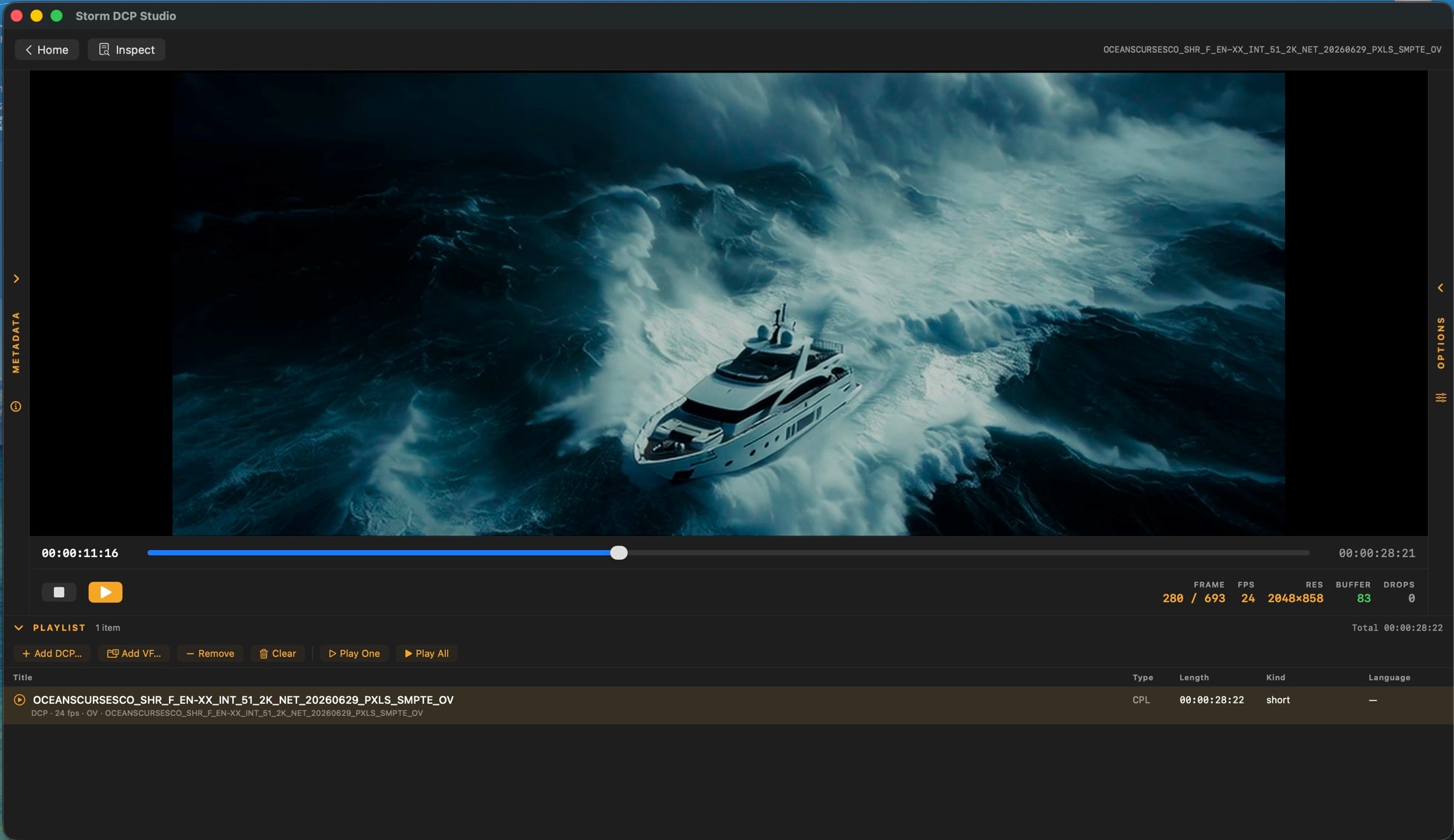 Real-time 4K DCP playback — Storm DCP Studio